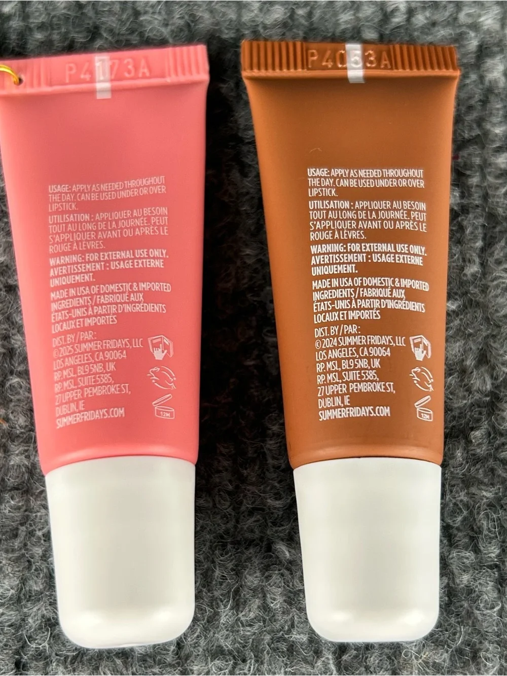 Two SUMMER FRIDAYS Lip Butter Balm PINK SUGAR w Charm & ICED COFFEE 7g each Mini